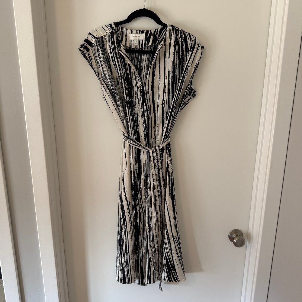 Banana Republic wrap dress - Navy Blue and Cream - women's M
